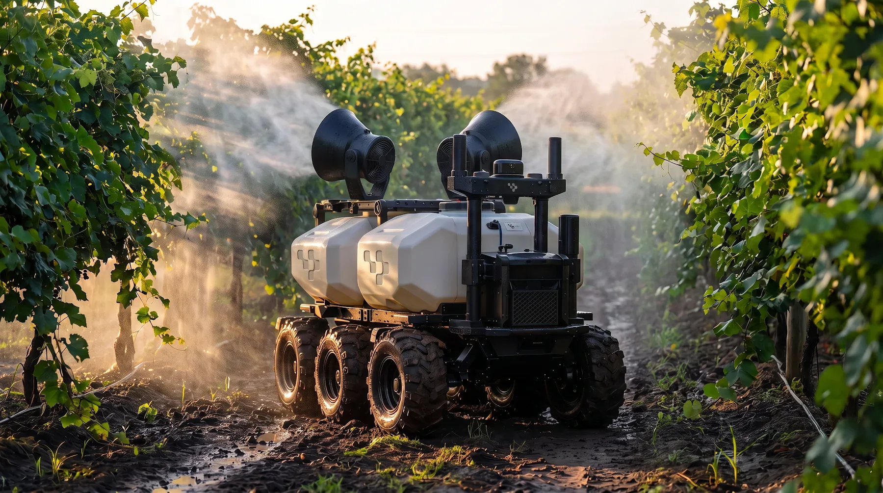 Ground equipment operating between crop rows