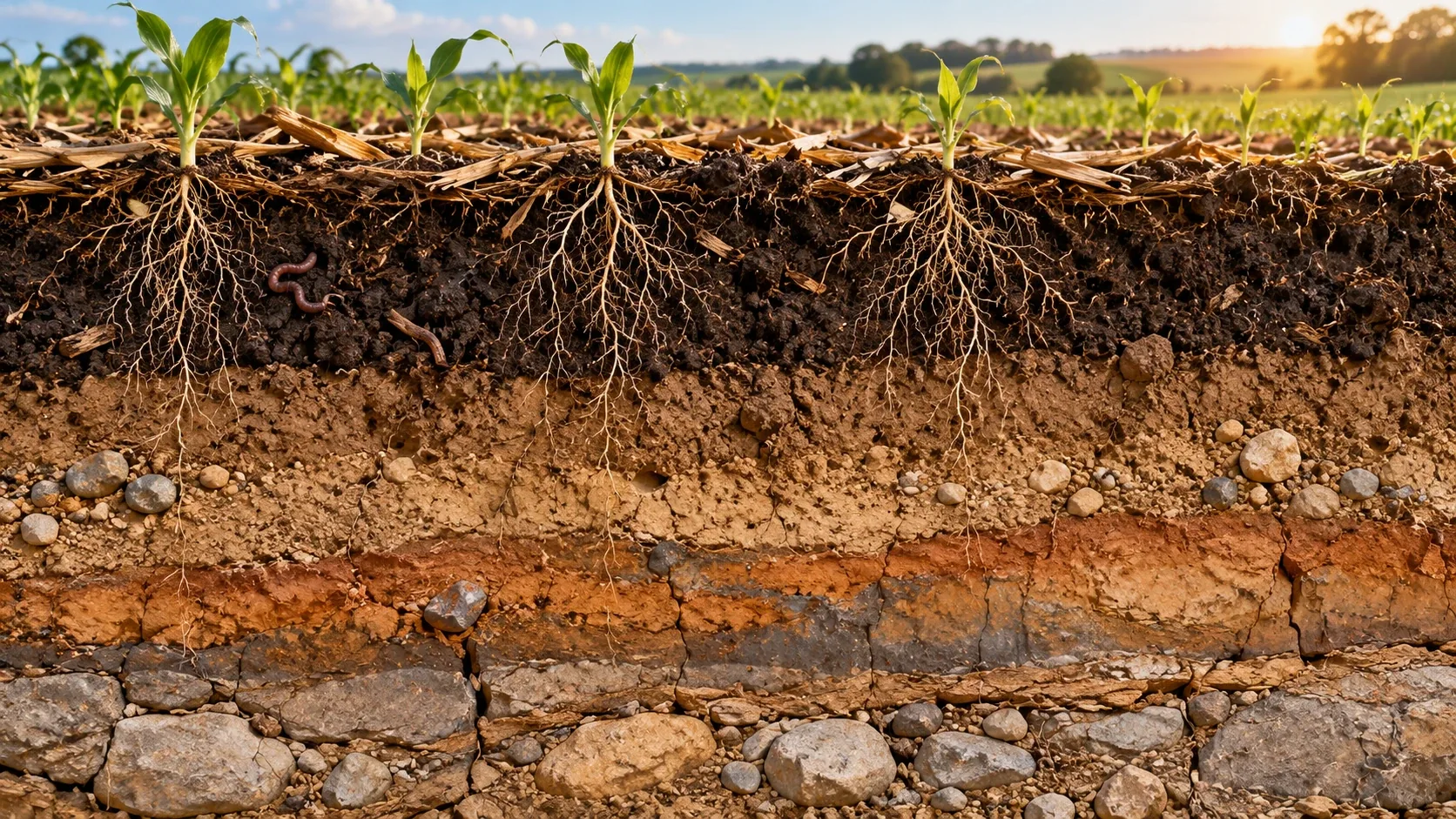 Structured soil, roots and living cover crops